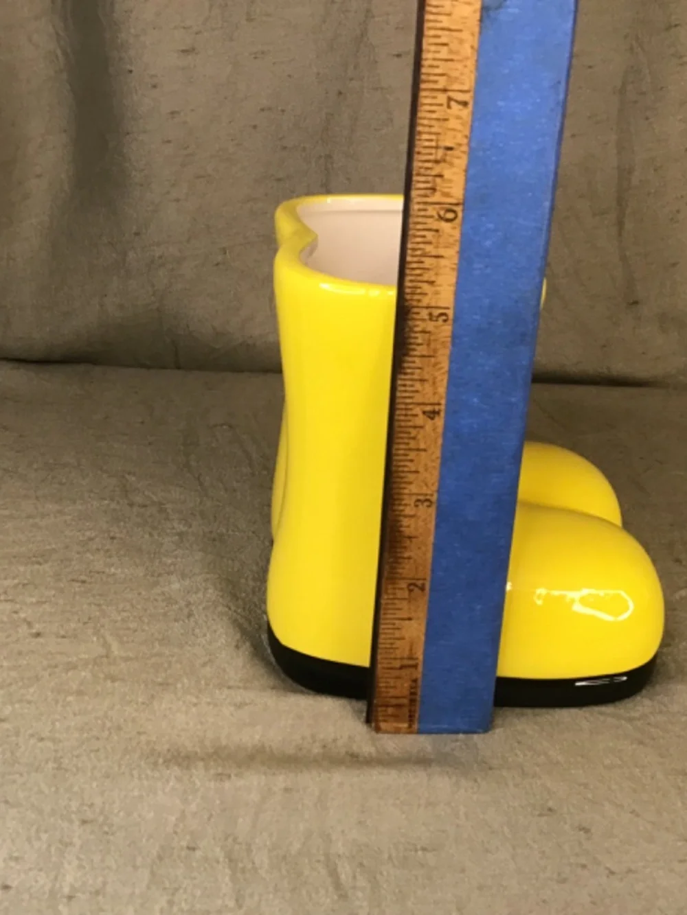 NWOT Napco Yellow Ceramic Rain Boot Planter or Vase . Designed For Small Plants.